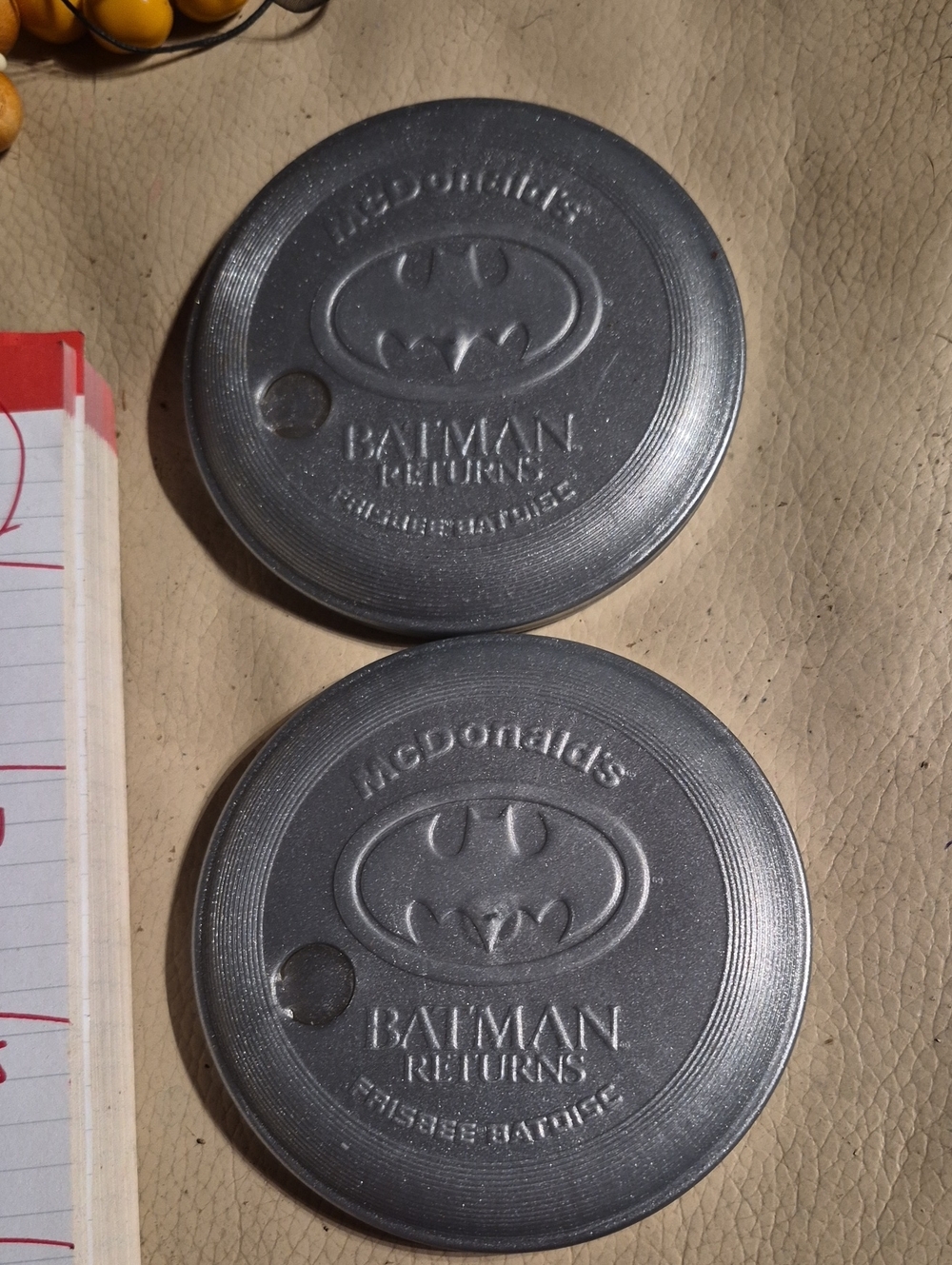 McDonald's Silver Batman Returns Metal Discs - Set of 2